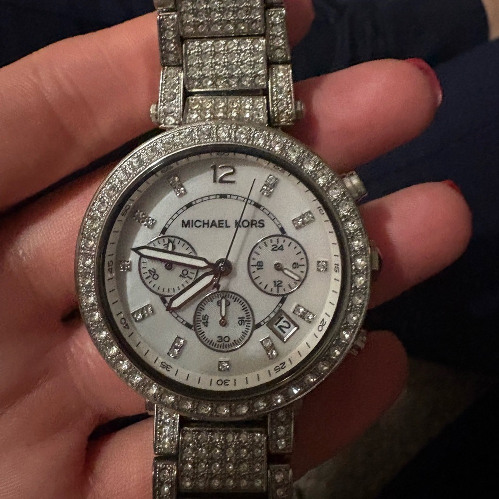 Michael Kors Silver-Tone Glitz Parker Watch